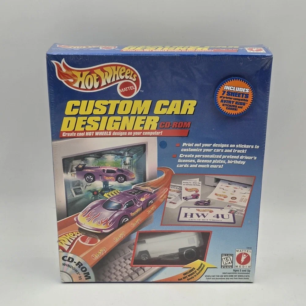 Hot Wheels 1997 Custom Car Designer CD ROM with White Drag Bus-New!